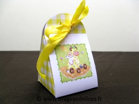 Pochette pour dragées baptême garçon ou fille collection iris