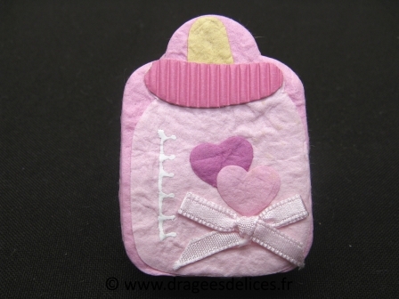 Boite en forme de biberon pour baptême garçon ou fille  : Boite en forme de biberon rose pour baptême fille