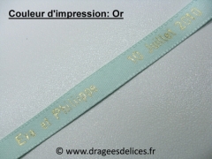 Ruban souvenir en satin imprimé Vert d