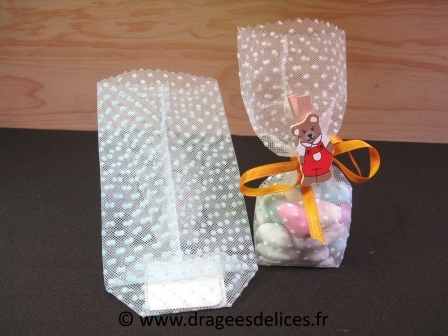 Sac en tulle plumetis pour mariage baptême et communion : Sac en tulle plumetis pour mariage baptême et communion