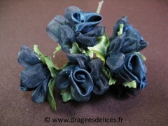 Fleur Frezia en satin et organza pour décorations et scrapbooking Bleu marine