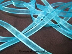 Ruban organza bordé satin  Turquoise