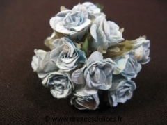 Bouton de rose en papier pour décoration de tulle et boite de dragées Bleu ciel