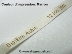 Bracelet souvenir en satin imprimé Ecru